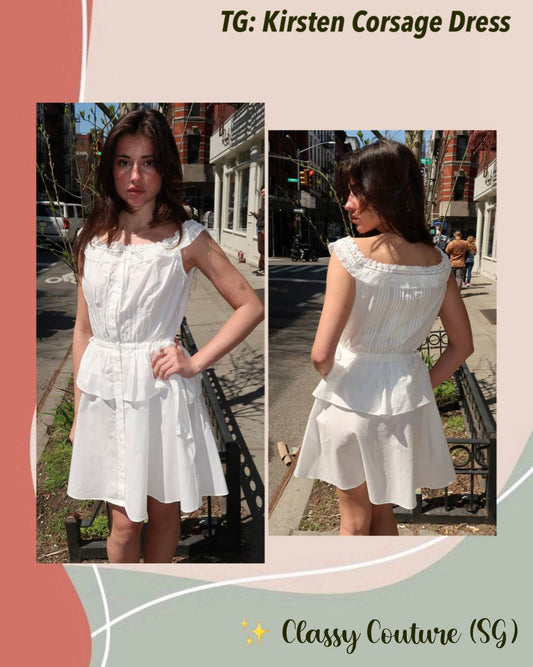 TG Kirsten Corsage Off Shoulder Cotton Mini Dress