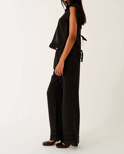 Darling Ruffle Flutter-sleeve Tie Back Top