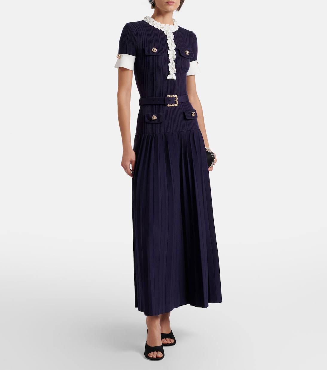 SP Navy Rib Knit Midi Dress