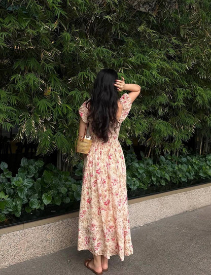 DN Floral Smocked Organic-cotton Midi Dress