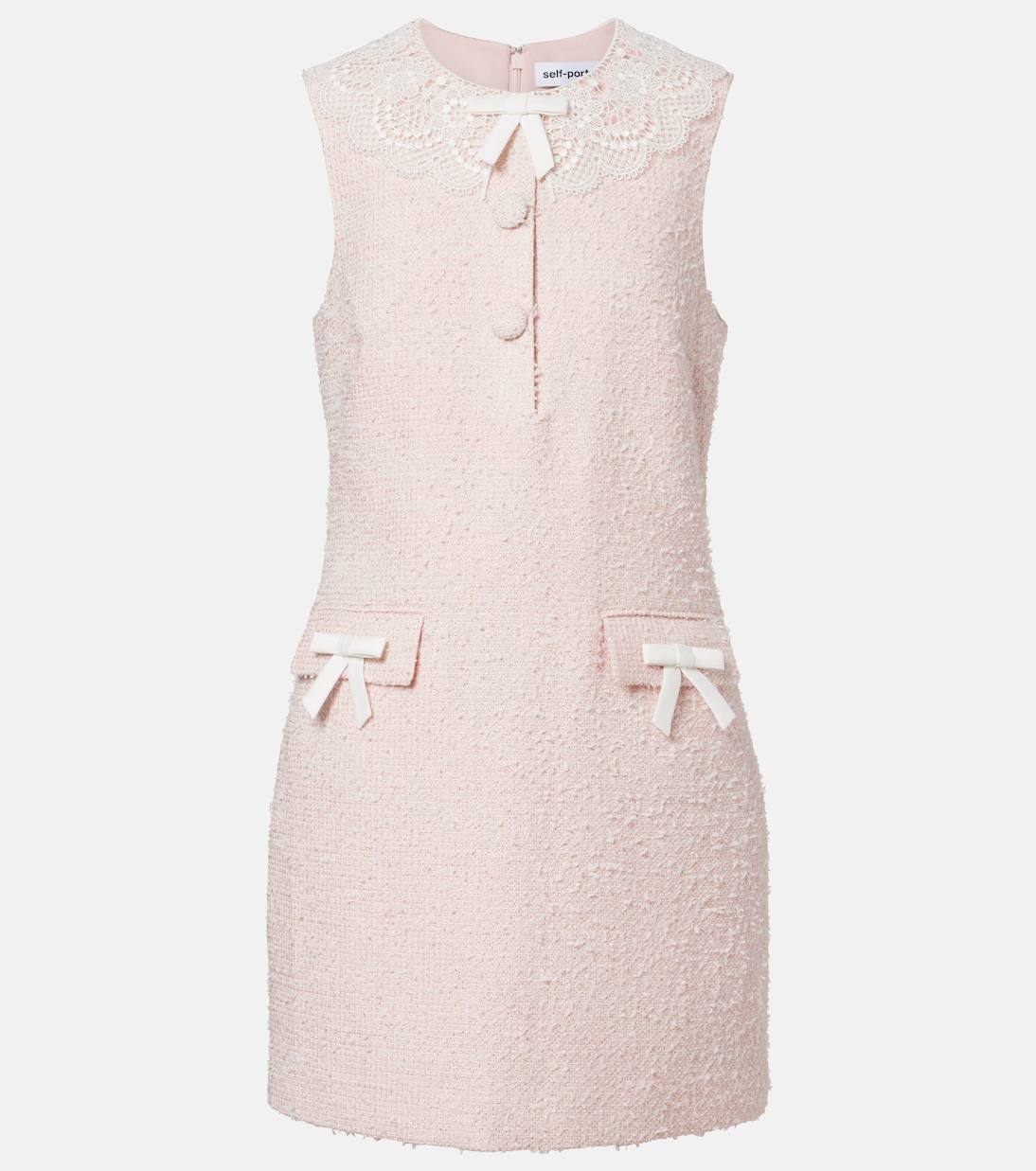 SP Pink Boucle Lace-Collar Mini Dress