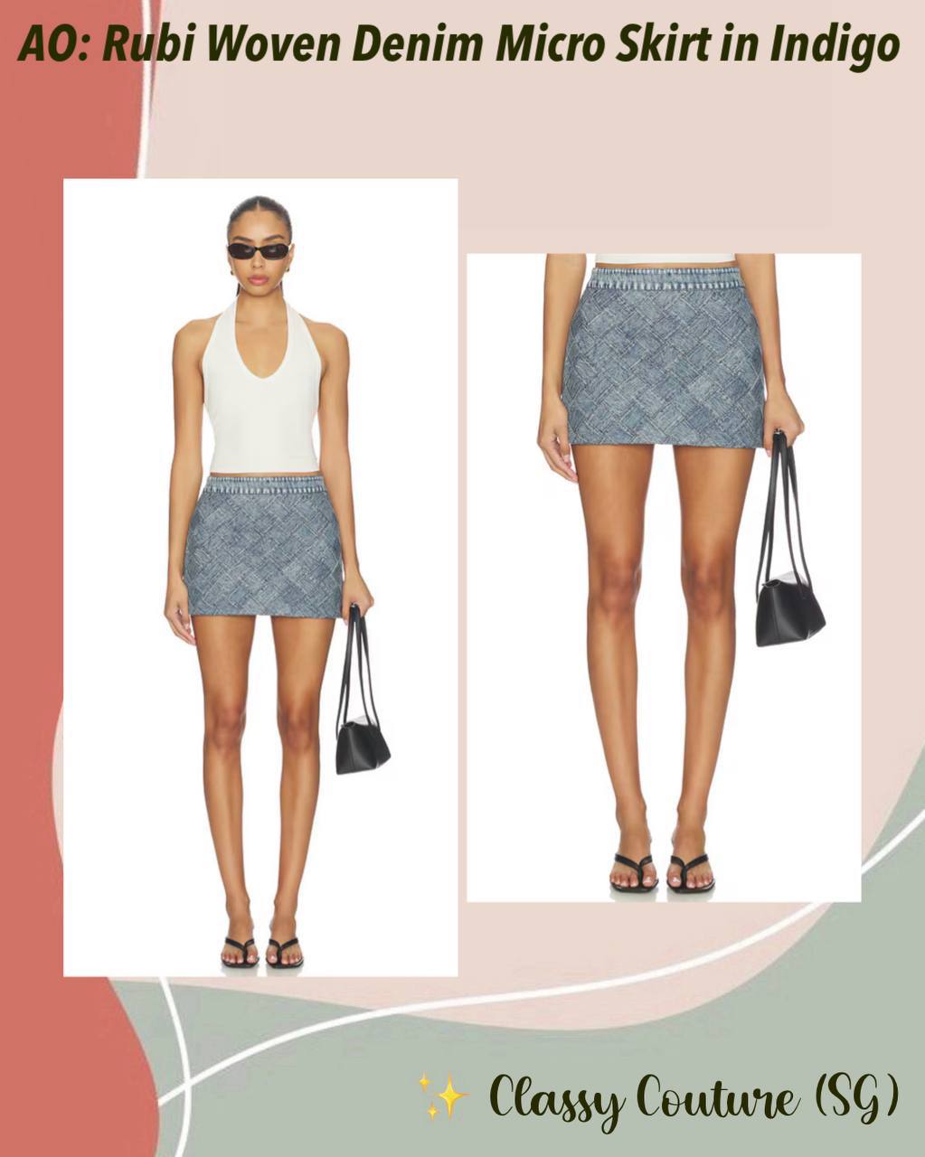 AO Rubi Woven Denim Micro Skirt in Indigo