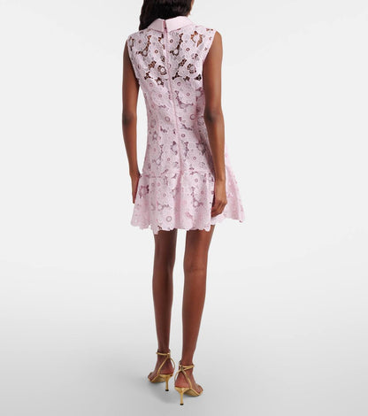 SP Pink Lace Collared Mini Dress
