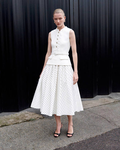 SP Cream Boucle Polka Dot Midi Dress
