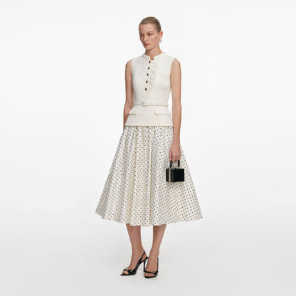 SP Cream Boucle Polka Dot Midi Dress