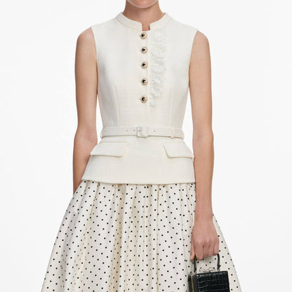 SP Cream Boucle Polka Dot Midi Dress