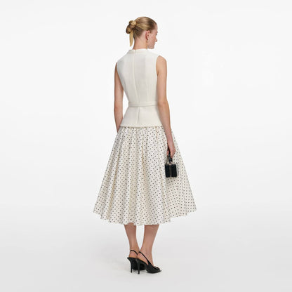 SP Cream Boucle Polka Dot Midi Dress
