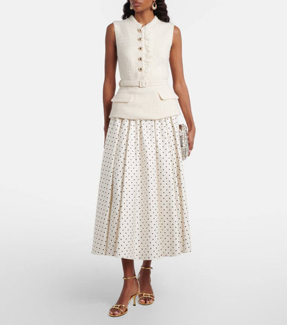 SP Cream Boucle Polka Dot Midi Dress