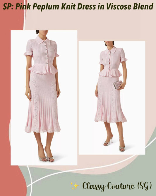 SP Pink Peplum Viscose Blend Knit Midi Dress