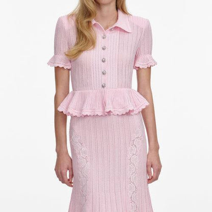 SP Pink Peplum Viscose Blend Knit Midi Dress