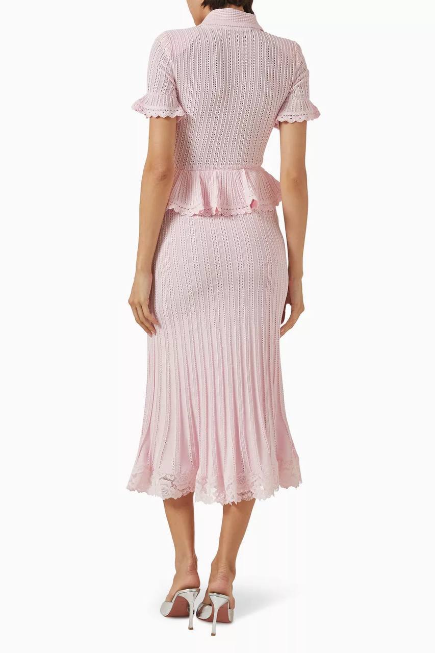 SP Pink Peplum Viscose Blend Knit Midi Dress