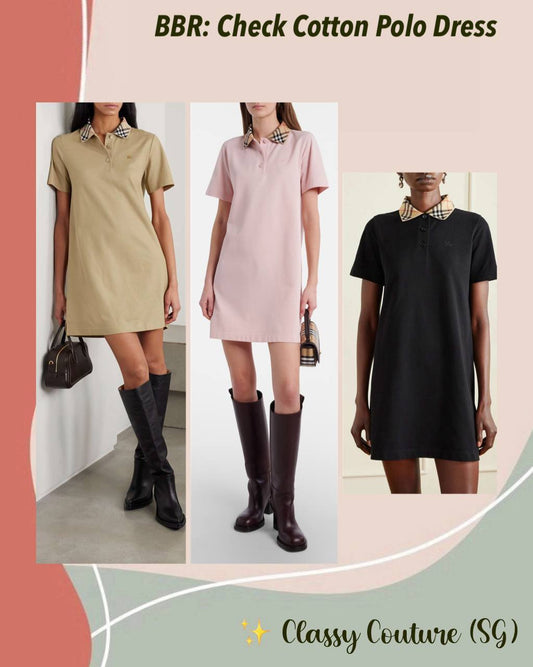 BBR Check Collar Cotton Polo Shift Mini Dress