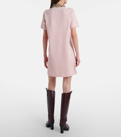 BBR Check Collar Cotton Polo Shift Mini Dress