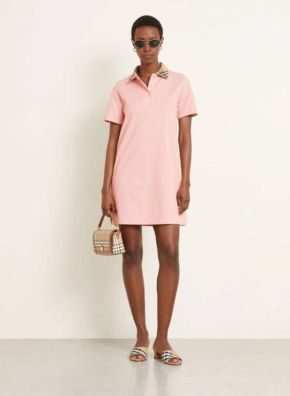BBR Check Collar Cotton Polo Shift Mini Dress
