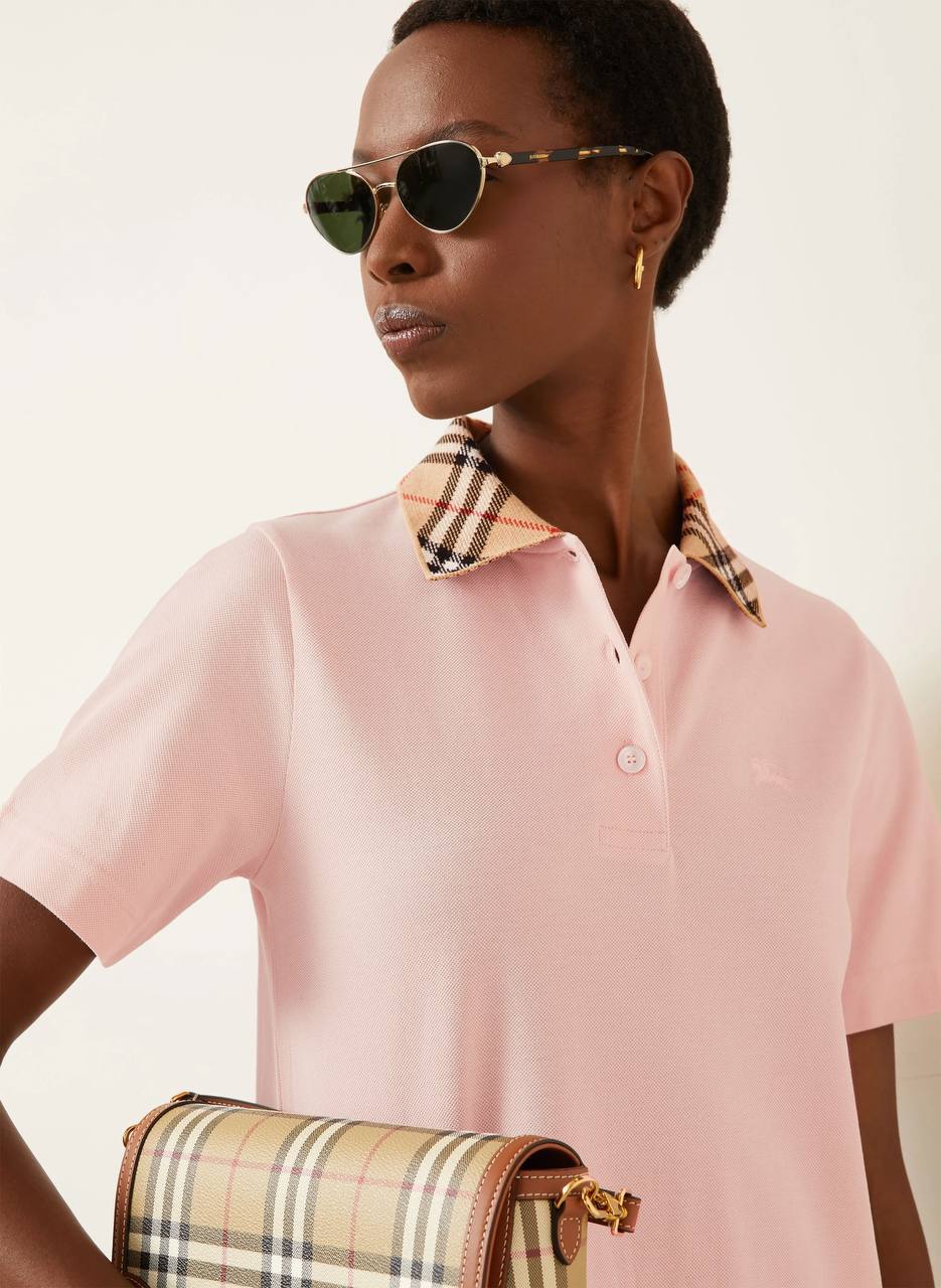 BBR Check Collar Cotton Polo Shift Mini Dress