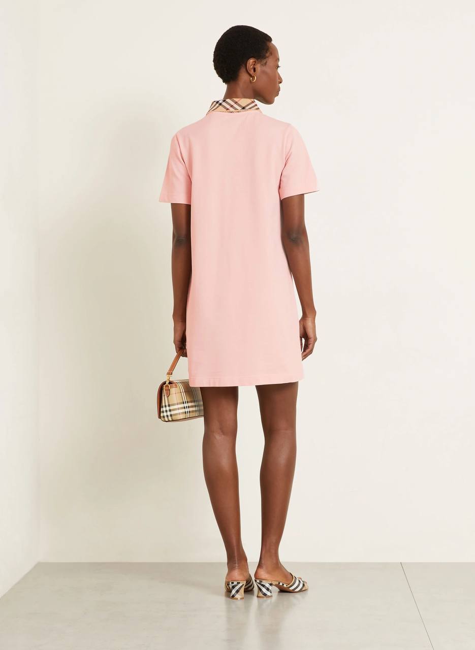 BBR Check Collar Cotton Polo Shift Mini Dress