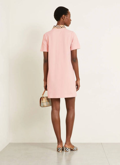 BBR Check Collar Cotton Polo Shift Mini Dress