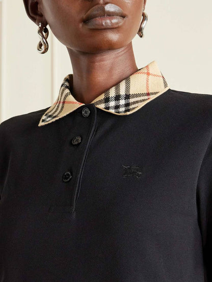 BBR Check Collar Cotton Polo Shift Mini Dress