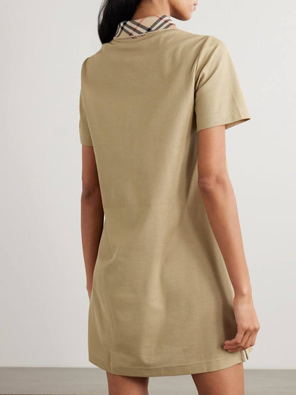 BBR Check Collar Cotton Polo Shift Mini Dress