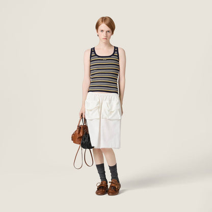 MM Logo Patch Striped Cotton Tank Top