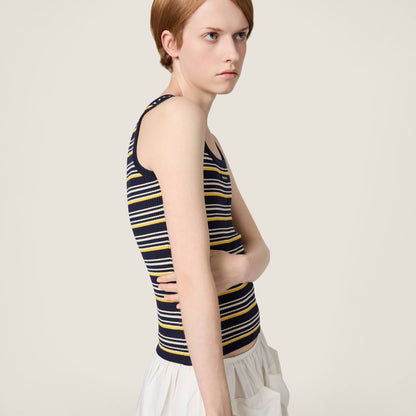 MM Logo Patch Striped Cotton Tank Top