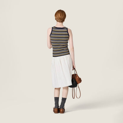 MM Logo Patch Striped Cotton Tank Top