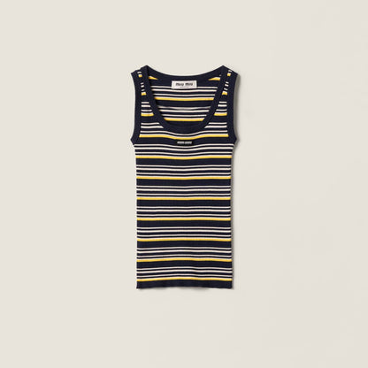 MM Logo Patch Striped Cotton Tank Top