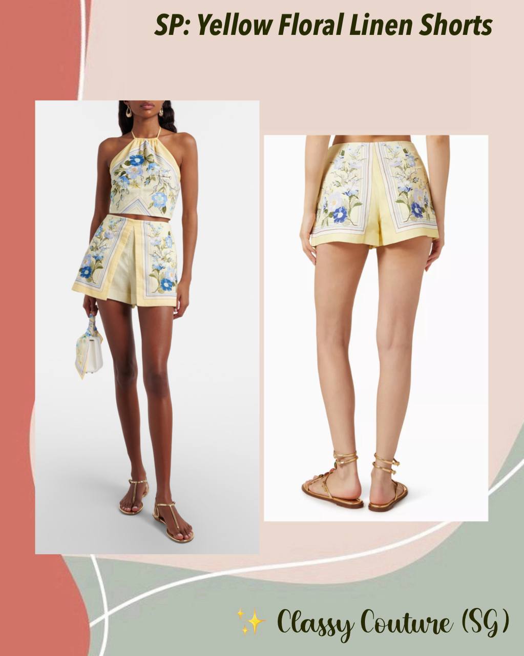 SP Yellow Floral Linen Shorts