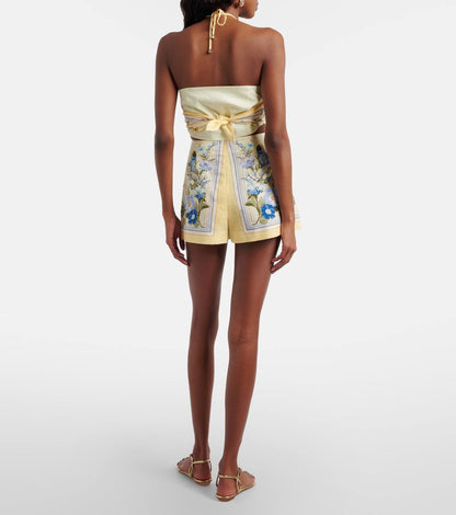 SP Yellow Floral Linen Shorts