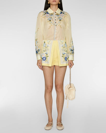 SP Yellow Floral Linen Shorts