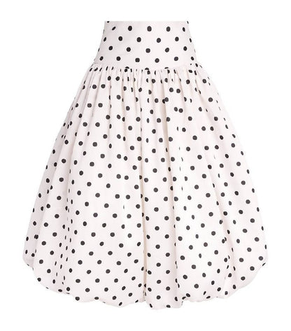 SP Polka-Dot Bubble-Hem Woven Midi Skirt