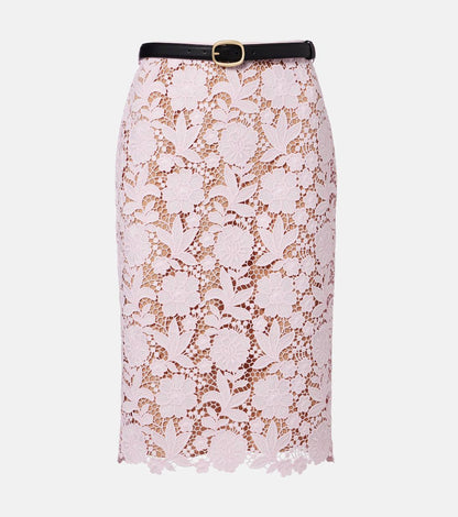 SP Yellow Lace Shirt | Pink Midi Skirt