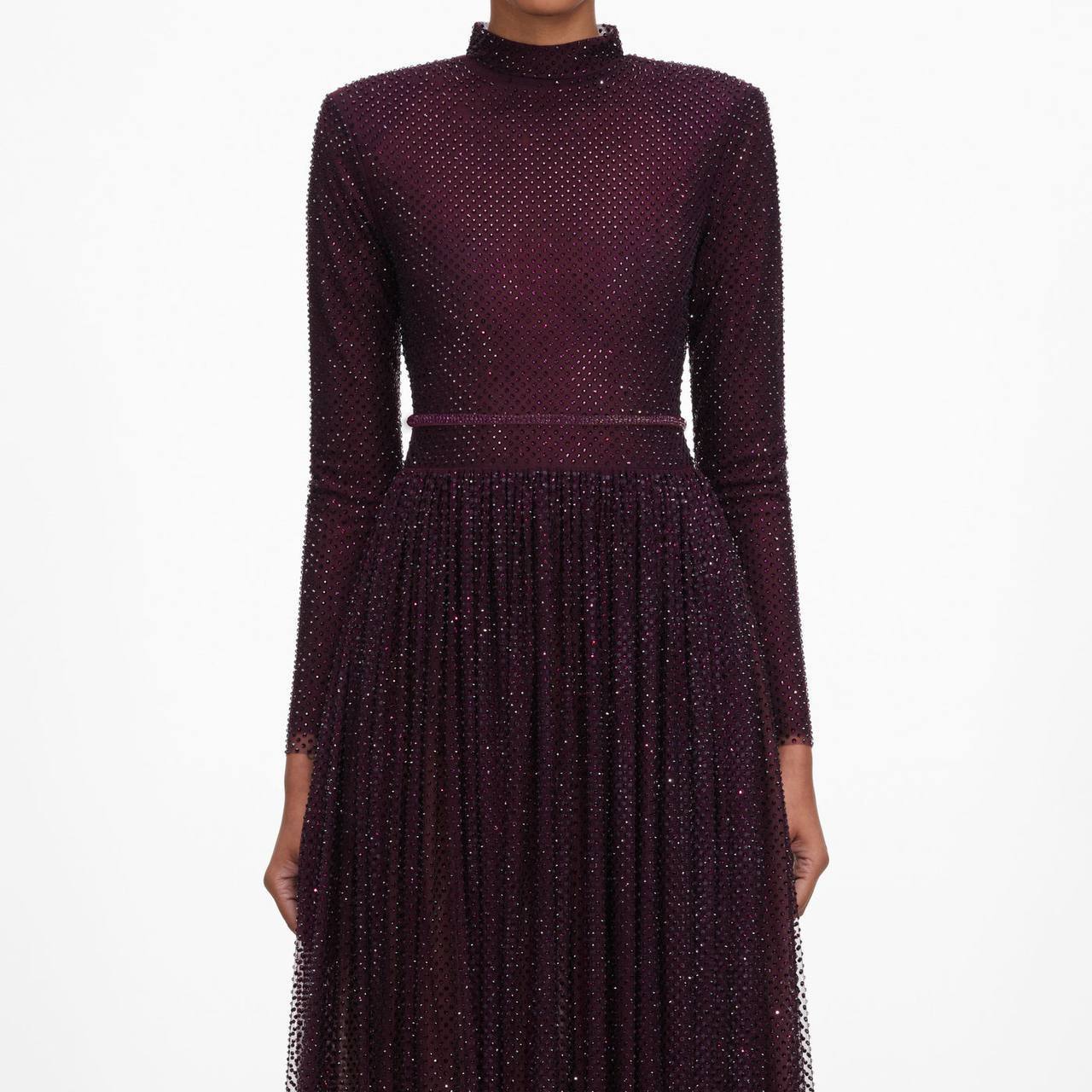 SP Burgundy Rhinestone-embellished Maxi Dress