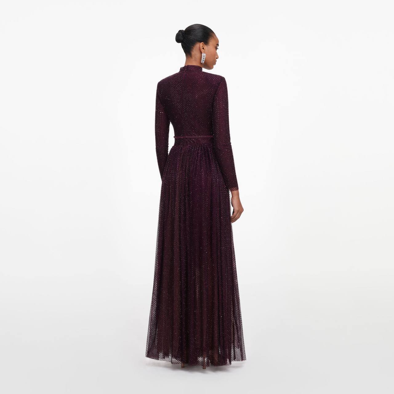 SP Burgundy Rhinestone-embellished Maxi Dress