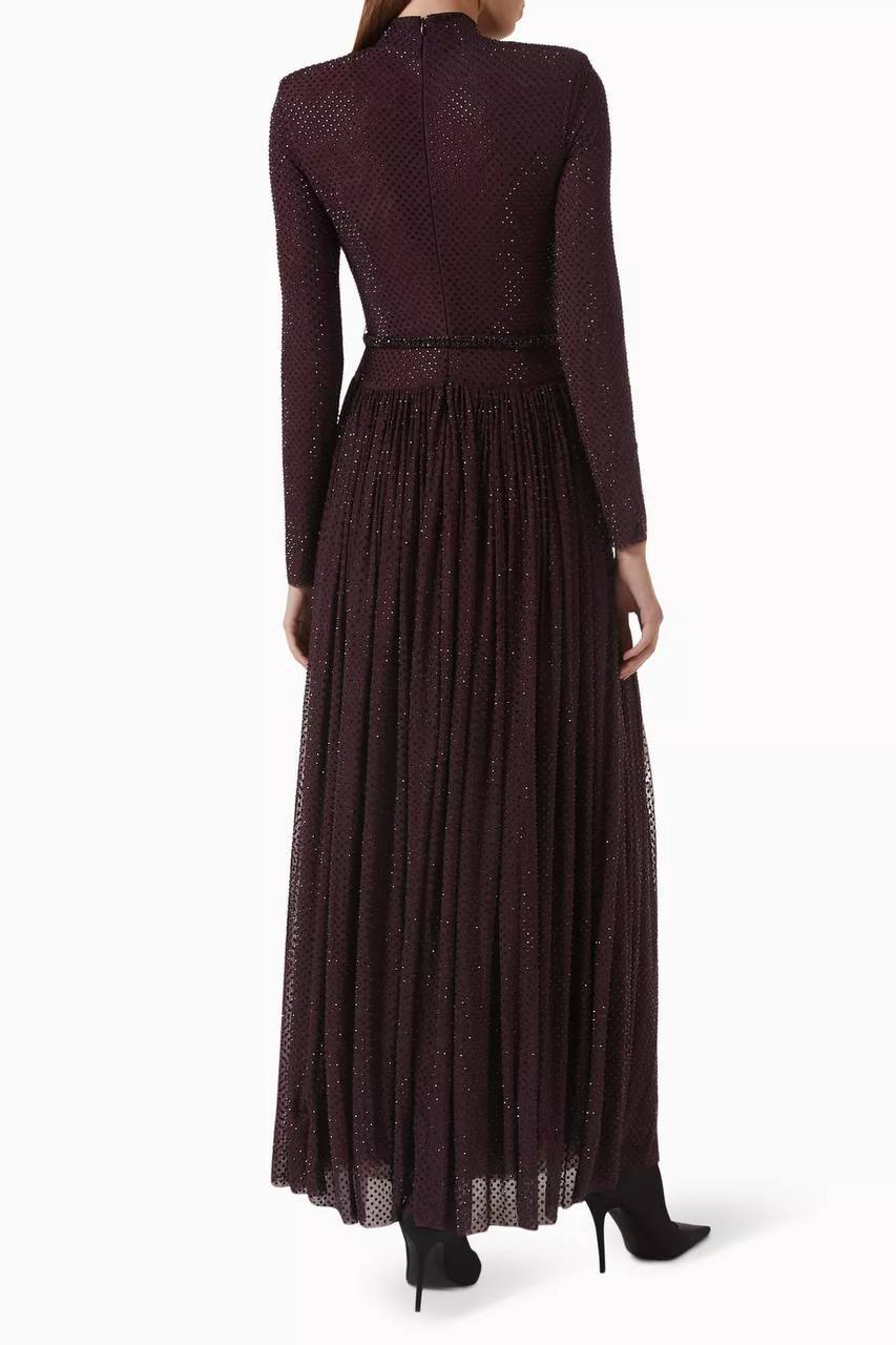 SP Burgundy Rhinestone-embellished Maxi Dress