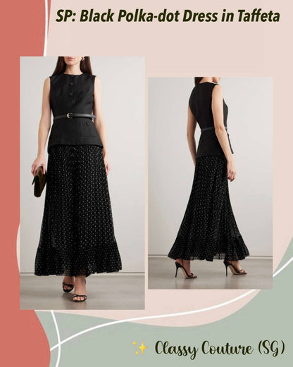SP Black Polka-dot Dress in Taffeta