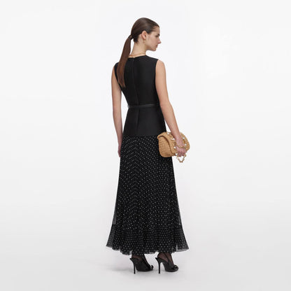 SP Black Polka-dot Dress in Taffeta