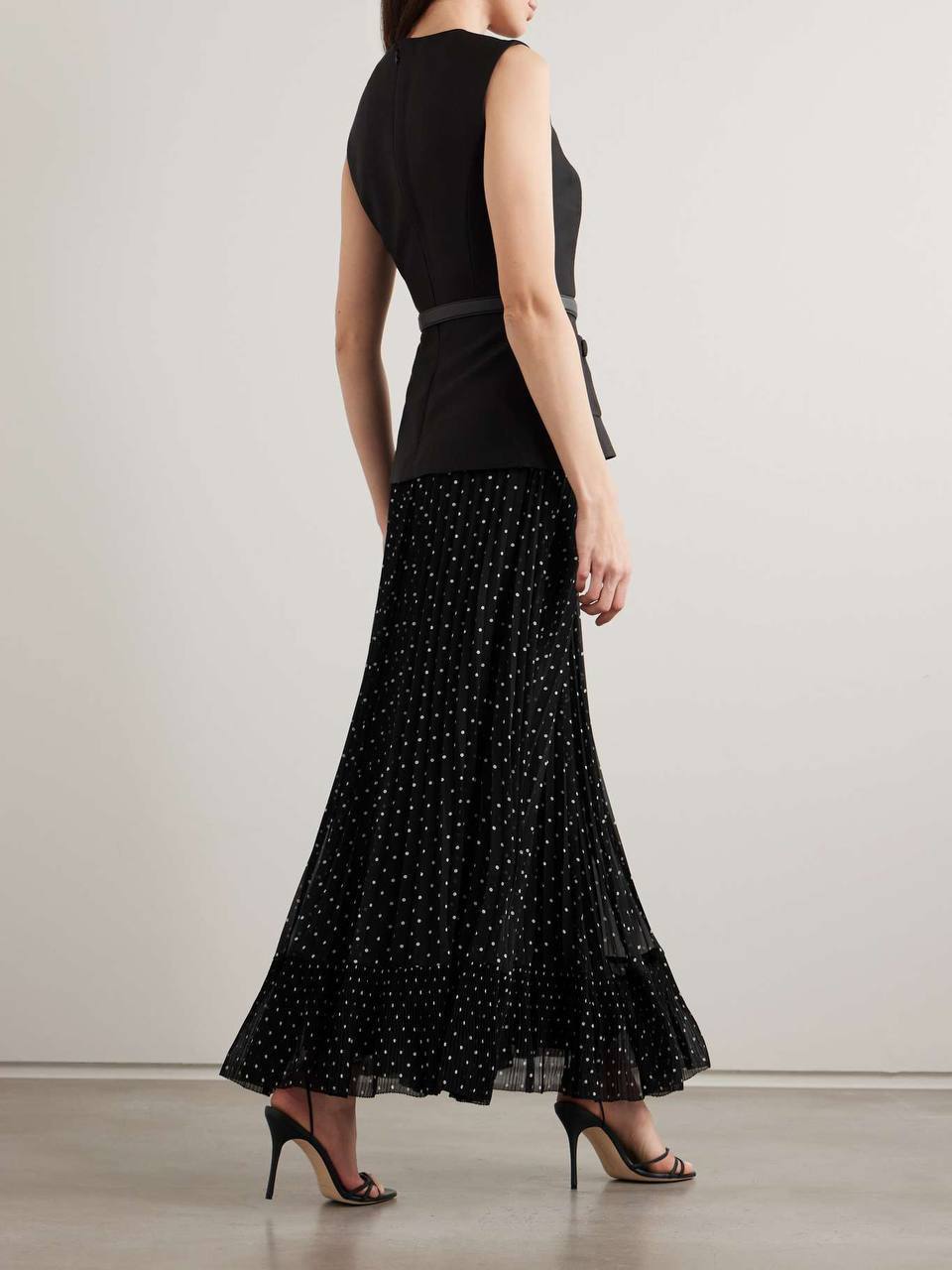 SP Black Polka-dot Dress in Taffeta