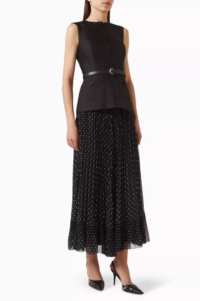 SP Black Polka-dot Dress in Taffeta