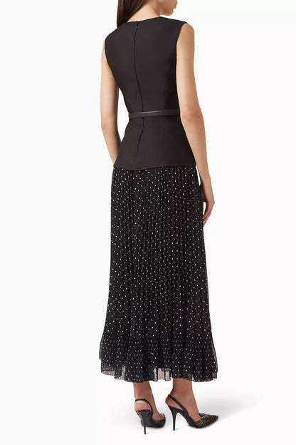 SP Black Polka-dot Dress in Taffeta