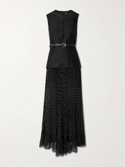 SP Black Polka-dot Dress in Taffeta