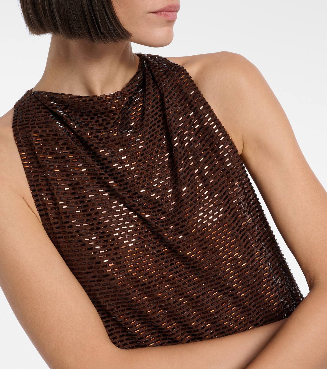 SP Brown Rhinestone Racerback Maxi Dress