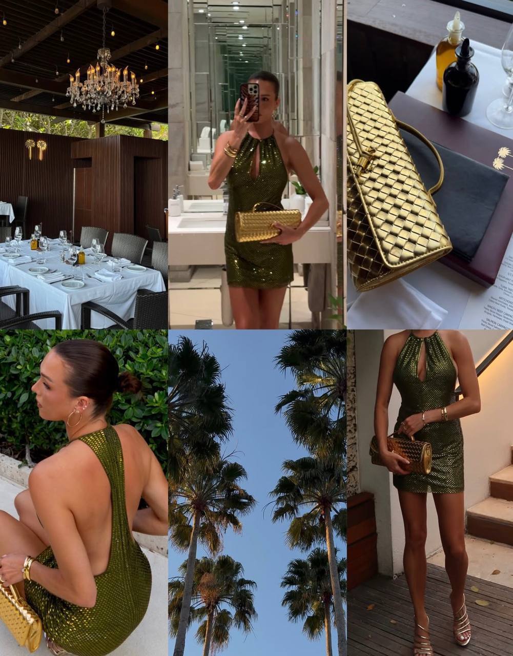 SP Olive Rhinestone Mini Dress