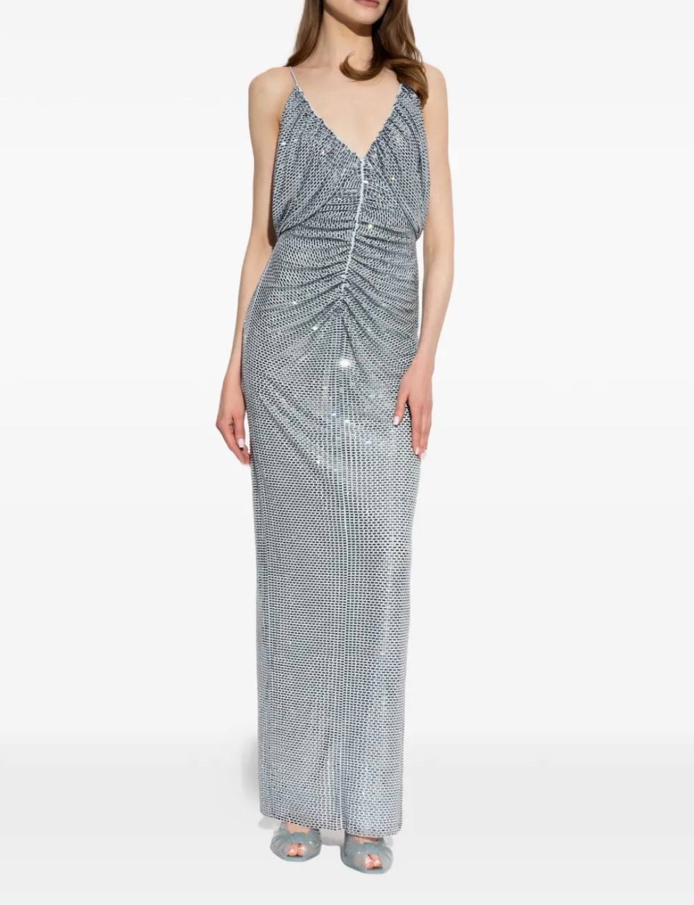 SP Blue Rhinestone-Mesh Maxi Dress
