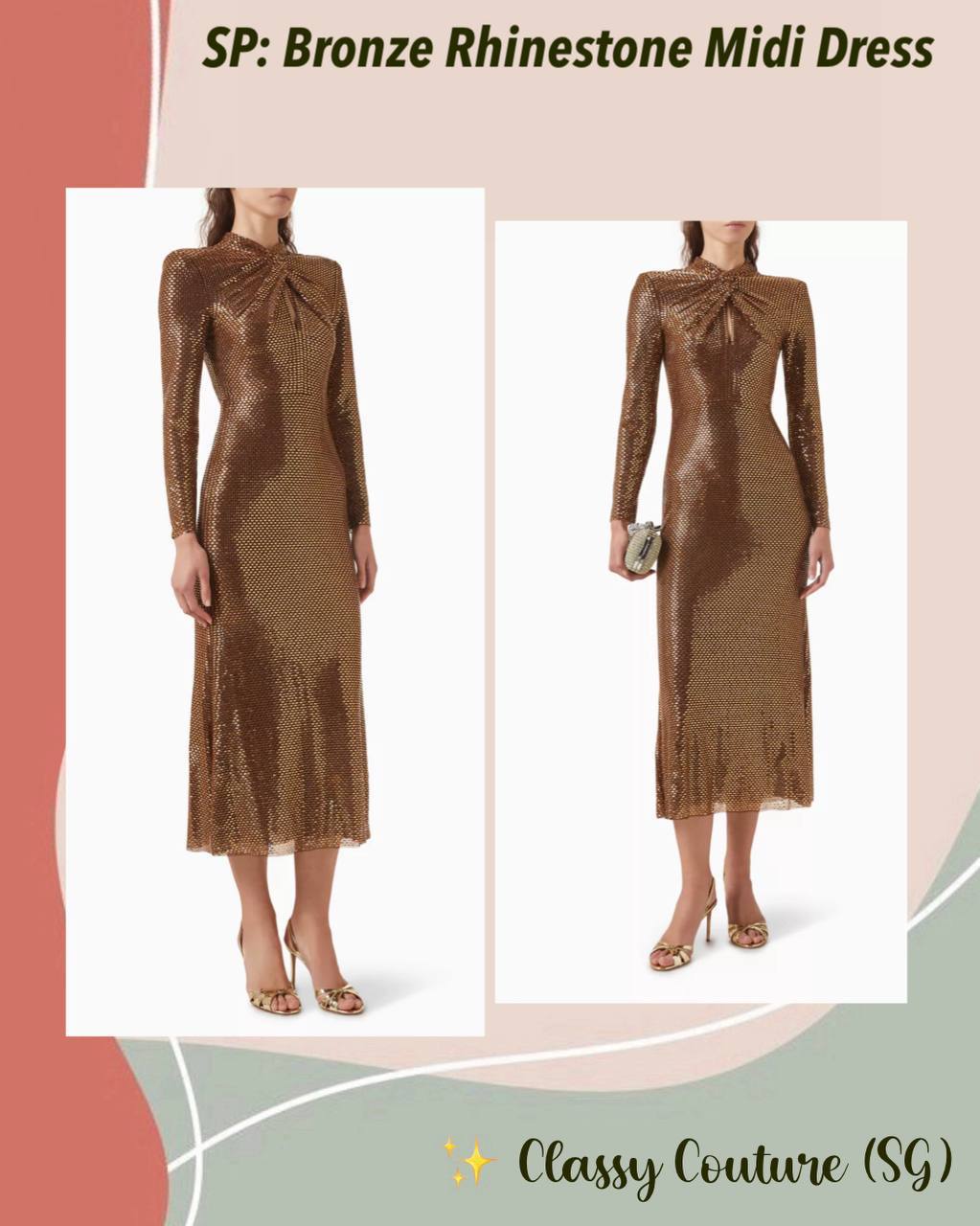 SP Bronze Rhinestone Midi Dress