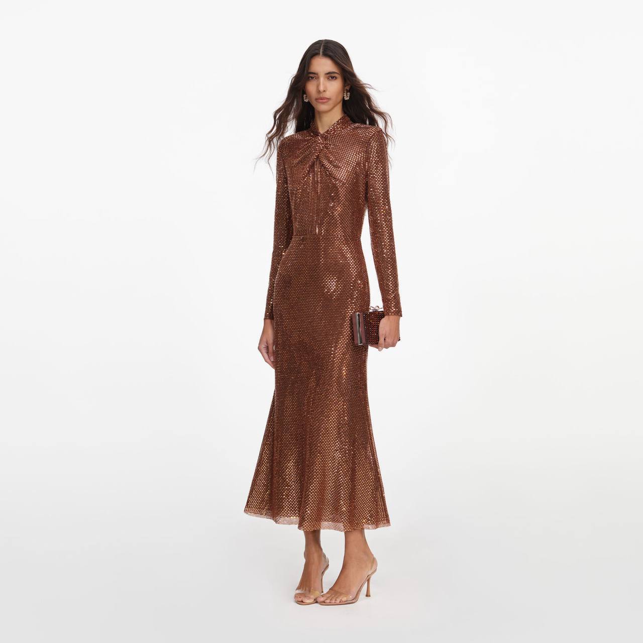 SP Bronze Rhinestone Midi Dress