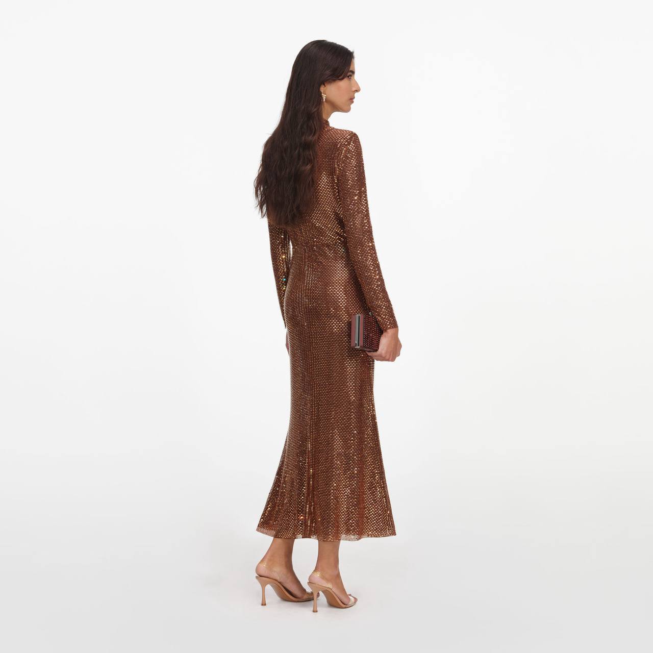 SP Bronze Rhinestone Midi Dress