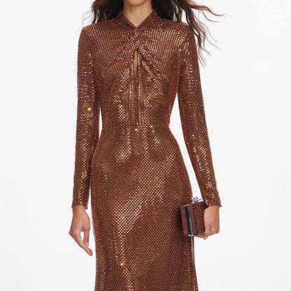 SP Bronze Rhinestone Midi Dress