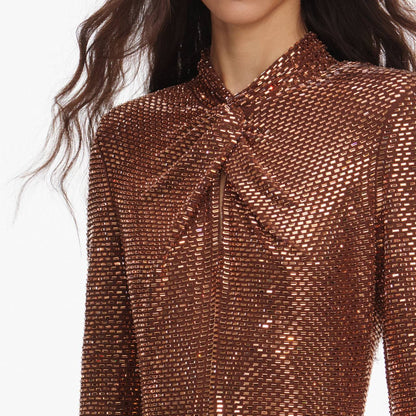 SP Bronze Rhinestone Midi Dress