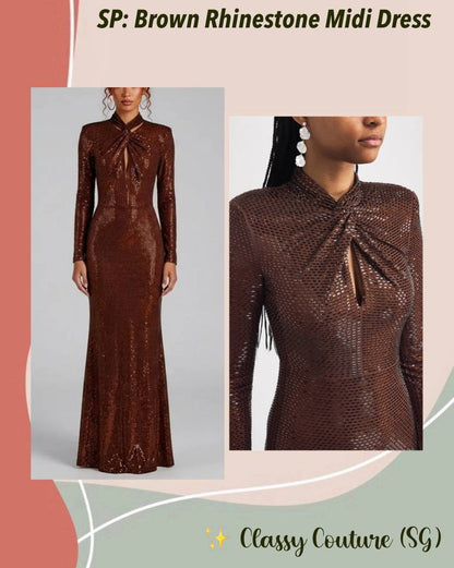 SP Brown Rhinestone Midi Dress